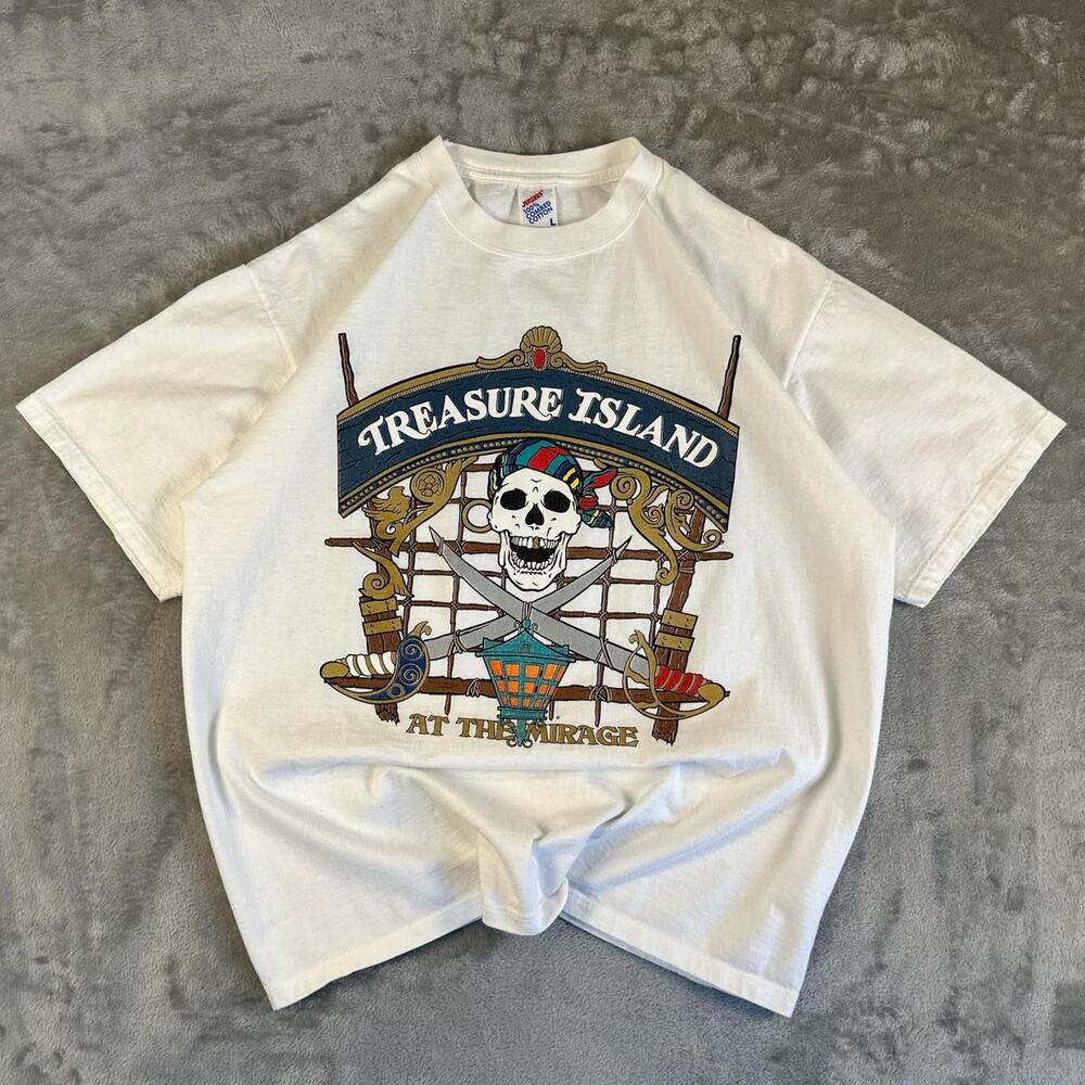 VTG Jerzees Combed Cotton Treasure Island At The Mirage Las Vegas T Shirt Sz L